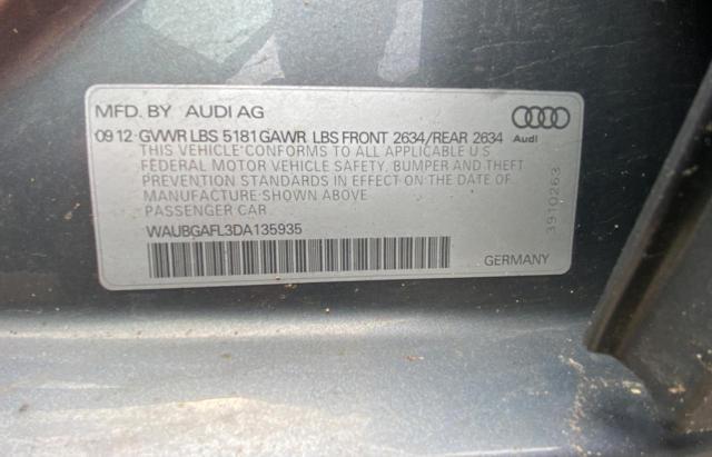 WAUBGAFL3DA135935 - 2013 AUDI S4 PREMIUM PLUS GRAY photo 10