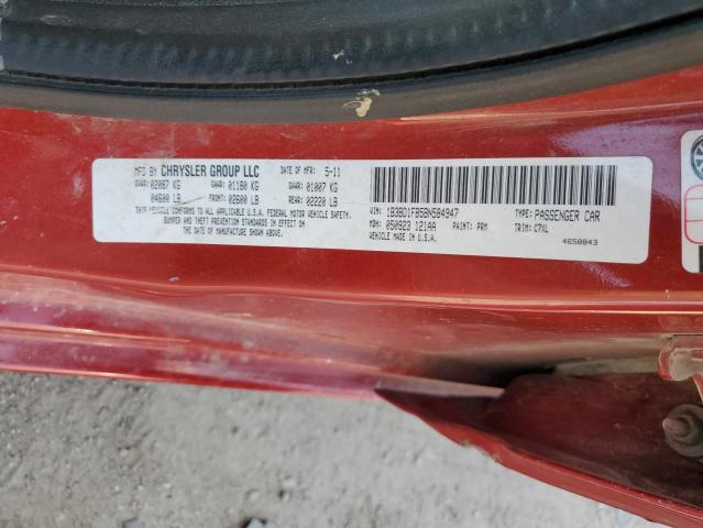 1B3BD1FB5BN584947 - 2011 DODGE AVENGER MAINSTREET RED photo 12