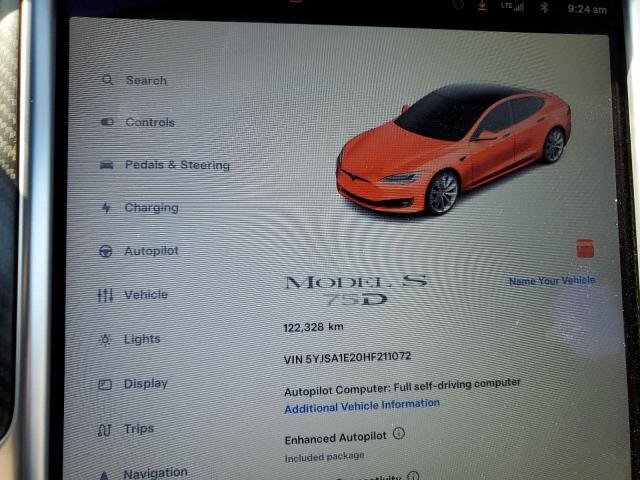 5YJSA1E20HF211072 - 2017 TESLA MODEL S Qırmızı foto 9