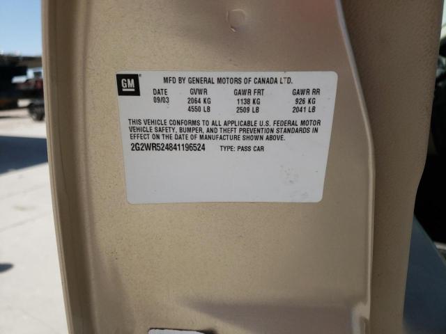 2G2WR524841196524 - 2004 PONTIAC GRAND PRIX GTP Qızıl foto 12