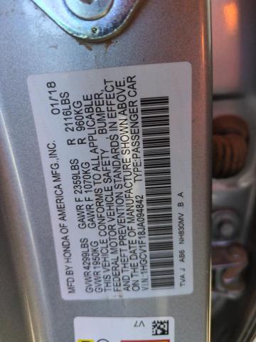 1HGCV1F18JA094842 - 2018 HONDA ACCORD LX فضي صورة 13