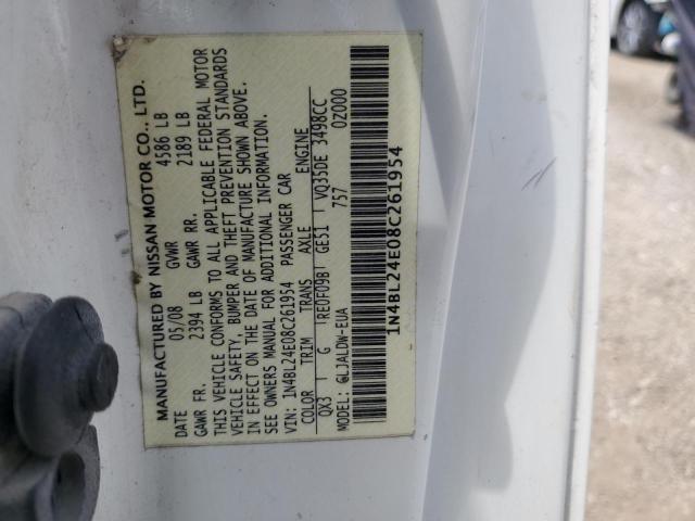 1N4BL24E08C261954 - 2008 NISSAN ALTIMA 3.5SE WHITE photo 12