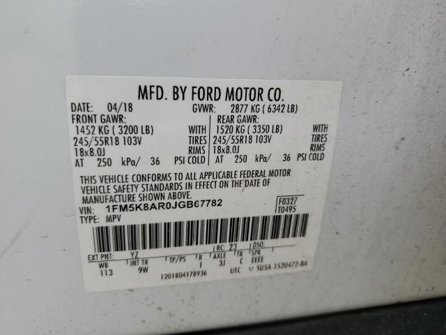 1FM5K8AR0JGB67782 - 2018 FORD EXPLORER POLICE INTERCEPTOR WHITE photo 13