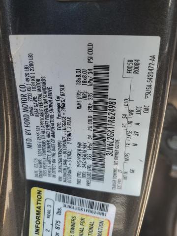 3LN6L2GK1FR624981 - 2015 LINCOLN MKZ CHARCOAL photo 12