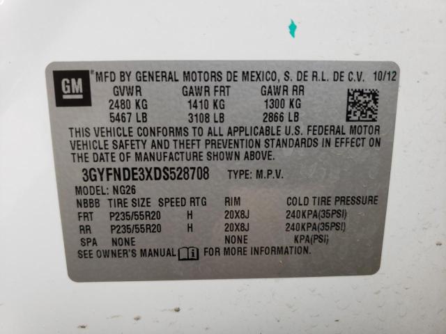 3GYFNDE3XDS528708 - 2013 CADILLAC SRX PERFORMANCE COLLECTION Ақ фото 13