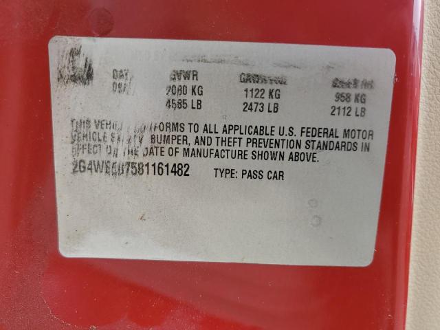 2G4WE587581161482 - 2008 BUICK LACROSSE CXS RED photo 12