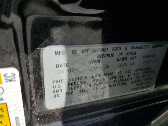 KL1TD56617B189192 - 2007 CHEVROLET AVEO BASE Qara foto 12