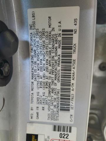 5TEJU62N06Z267961 - 2006 TOYOTA TACOMA DOUBLE CAB PRERUNNER SILVER photo 12