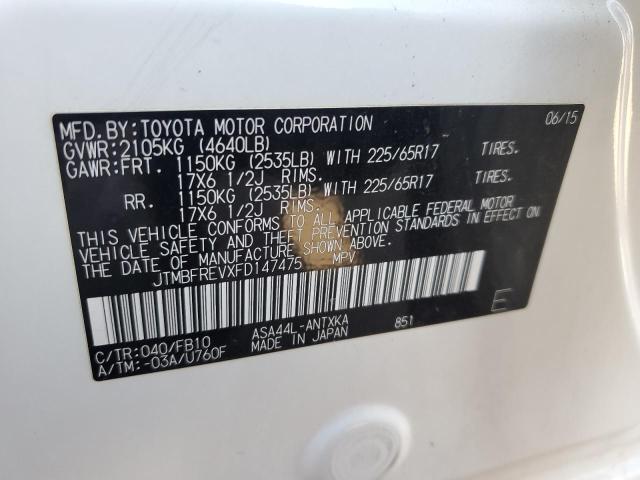 JTMBFREVXFD147475 - 2015 TOYOTA RAV4 LE WHITE photo 12