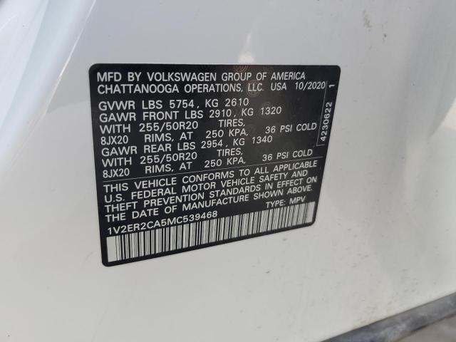 1V2ER2CA5MC539468 - 2021 VOLKSWAGEN ATLAS SEL WHITE photo 12