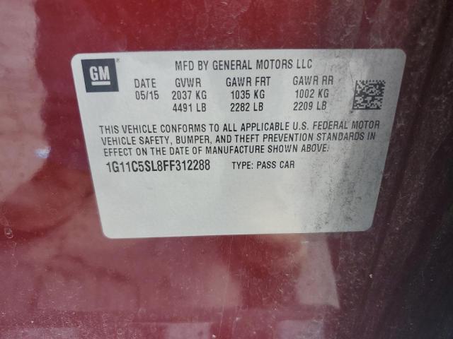 1G11C5SL8FF312288 - 2015 CHEVROLET MALIBU 1LT MAROON photo 12