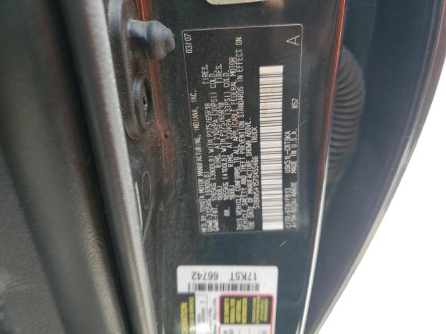 5TBRV54157S455466 - 2007 TOYOTA TUNDRA DOUBLE CAB SR5 BLACK photo 12