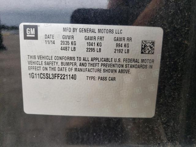 1G11C5SL3FF221140 - 2015 CHEVROLET MALIBU 1LT BLACK photo 12