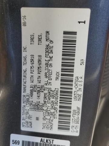 5TFCW5F10GX020663 - 2016 TOYOTA TUNDRA DOUBLE CAB SR/SR5 GRAY photo 12