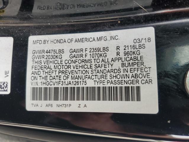 1HGCV1F31JA126175 - 2018 HONDA ACCORD SPORT შავი ფოტო 13