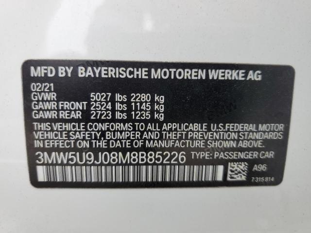 3MW5U9J08M8B85226 - 2021 BMW M340XI WHITE photo 13