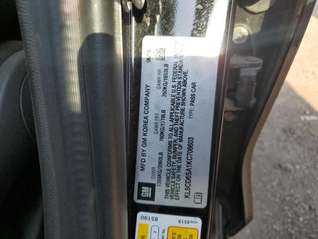 KL8CD6SA1KC708603 - 2019 CHEVROLET SPARK 1LT Noir photo 12