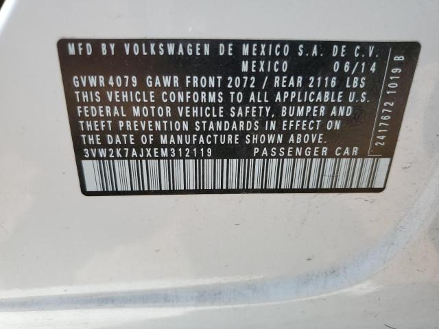 3VW2K7AJXEM312119 - 2014 VOLKSWAGEN JETTA BASE 白色 照片 12