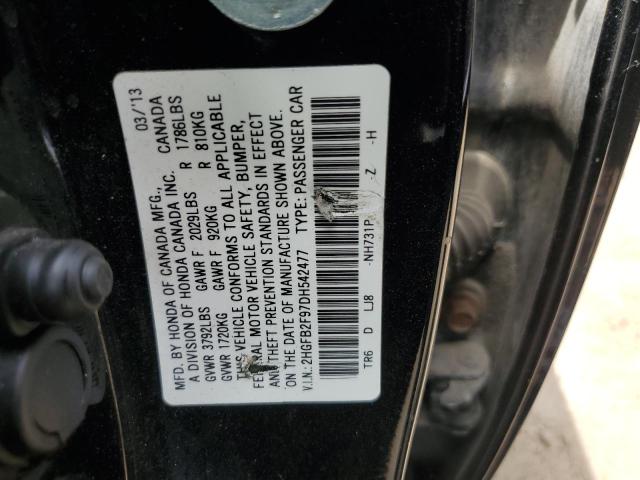 2HGFB2F97DH542477 - 2013 HONDA CIVIC EXL BLACK photo 12