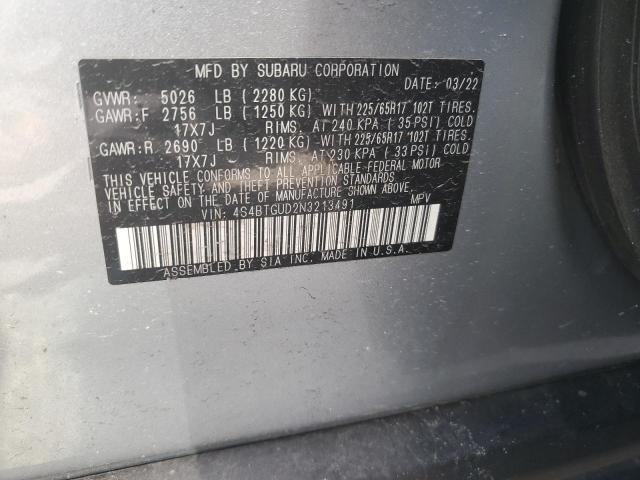 4S4BTGUD2N3213491 - 2022 SUBARU OUTBACK WILDERNESS SILVER photo 13