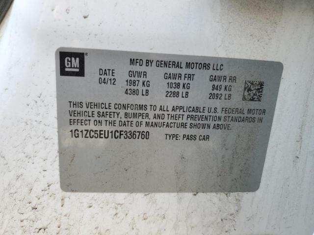 1G1ZC5EU1CF336760 - 2012 CHEVROLET MALIBU 1LT WHITE photo 12