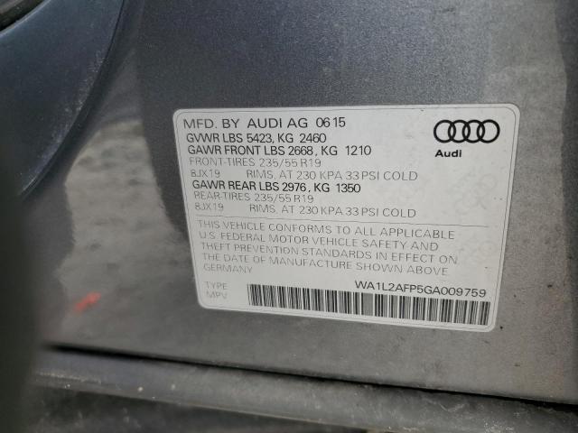 WA1L2AFP5GA009759 - 2016 AUDI Q5 PREMIUM PLUS GRAY photo 14