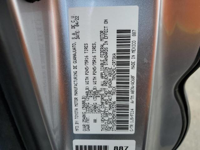 3TYSX5EN5NT015396 - 2022 TOYOTA TACOMA ACCESS CAB ვერცხლისფერი ფოტო 12