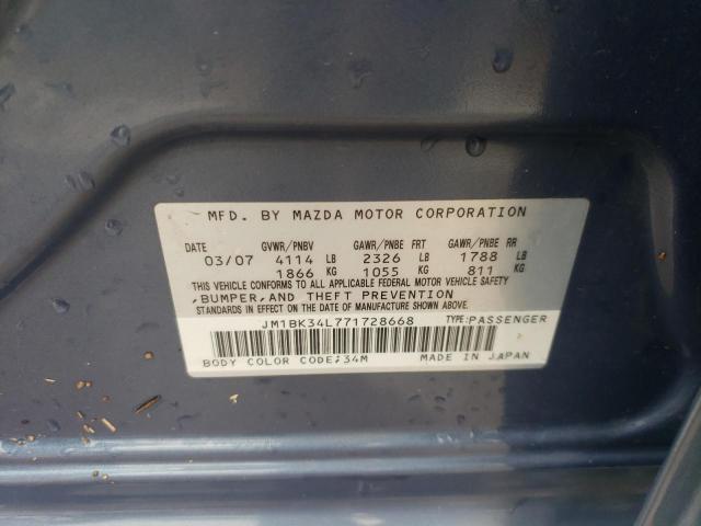 JM1BK34L771728668 - 2007 MAZDA SPEED 3 BLUE photo 12