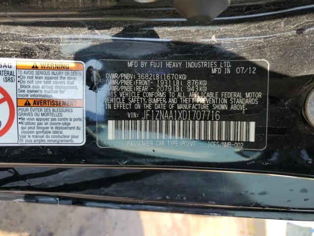 JF1ZNAA1XD1707716 - 2013 TOYOTA SCION FR-S შავი ფოტო 12