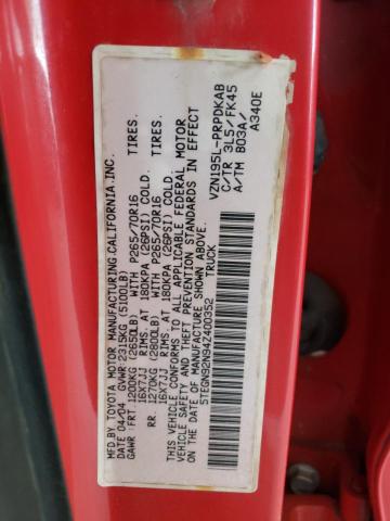 5TEGN92N94Z400352 - 2004 TOYOTA TACOMA DOUBLE CAB PRERUNNER RED photo 12