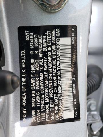 SHHFK7H46HU219190 - 2017 HONDA CIVIC SPORT 银色 照片 12