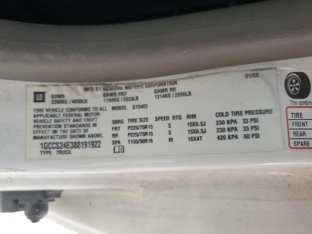 1GCCS24E388191922 - 2008 CHEVROLET COLORADO LS WHITE photo 12