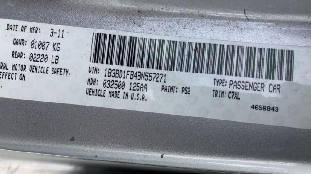 1B3BD1FB4BN557271 - 2011 DODGE AVENGER MAINSTREET SILVER photo 11