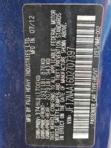 JF1ZNAA16D2707397 - 2013 TOYOTA SCION FR-S BLUE photo 12