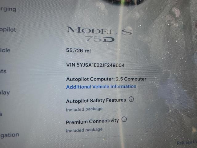 5YJSA1E22JF249604 - 2018 TESLA MODEL S RED photo 9