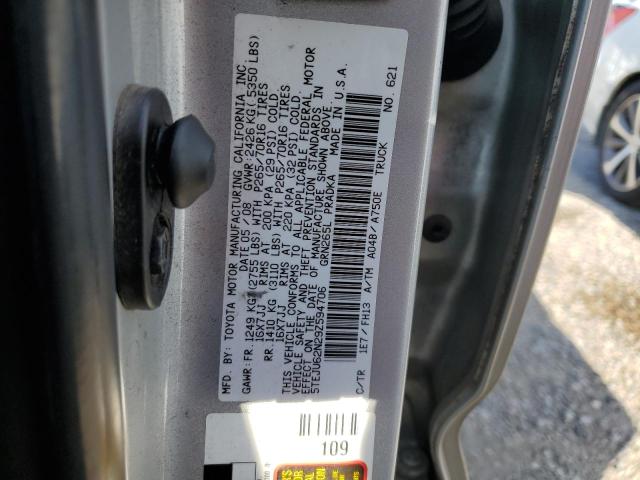 5TEJU62N29Z594706 - 2009 TOYOTA TACOMA DOUBLE CAB PRERUNNER SILVER photo 12