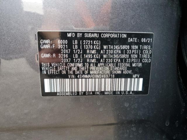 4S4WMARD8M3469718 - 2021 SUBARU ASCENT TOURING GRAY photo 14