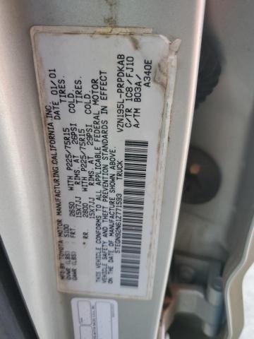 5TEGN92N61Z771593 - 2001 TOYOTA TACOMA DOUBLE CAB PRERUNNER SILVER photo 12