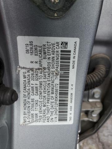 2HGFC2F85KH586172 - 2019 HONDA CIVIC SPORT 银色 照片 12