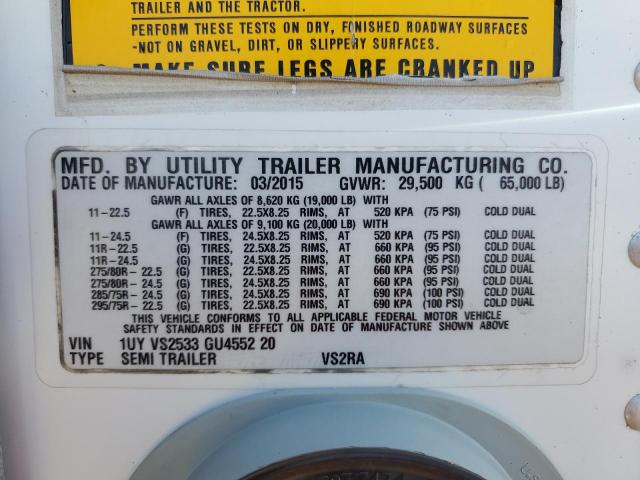 1UYVS2533GU455220 - 2016 UTILITY VS2RA WHITE photo 10