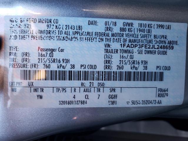 1FADP3FE2JL248659 - 2018 FORD FOCUS SE SILVER photo 12