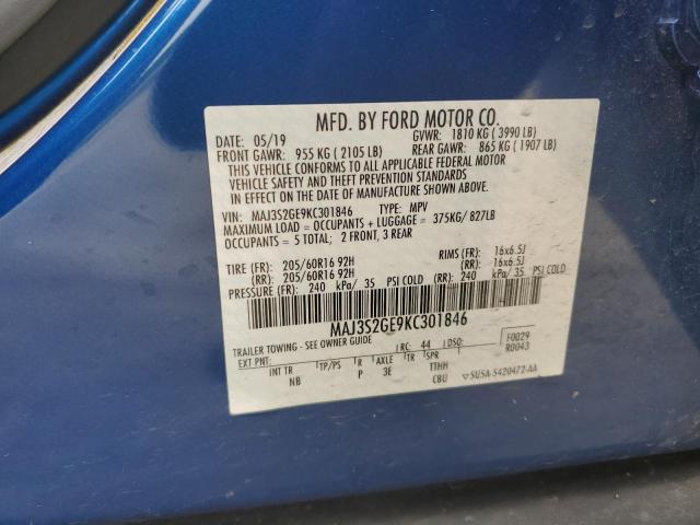 MAJ3S2GE9KC301846 - 2019 FORD ECOSPORT SE BLUE photo 13