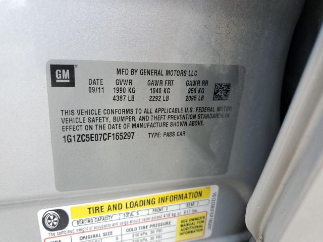 1G1ZC5E07CF165297 - 2012 CHEVROLET MALIBU 1LT SILVER photo 12