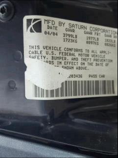 1G8AL52F14Z203436 - 2004 SATURN ION LEVEL 3 GRAY photo 10