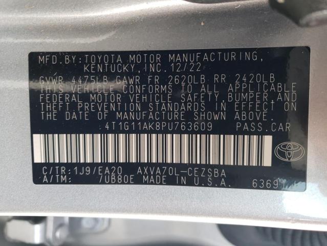 4T1G11AK8PU763609 - 2023 TOYOTA CAMRY SE NIGHT SHADE SILVER photo 12