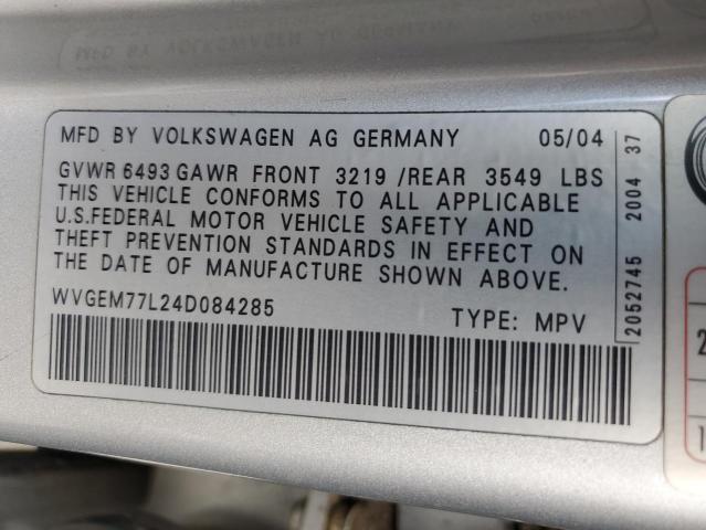 WVGEM77L24D084285 - 2004 VOLKSWAGEN TOUAREG 4.2 SILVER photo 13