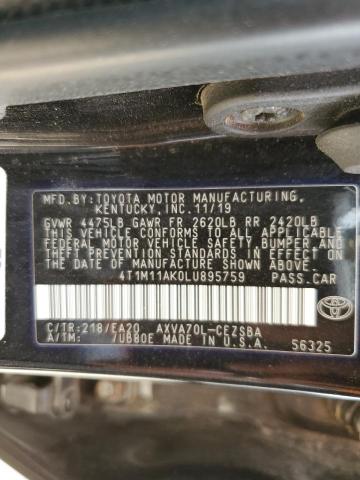 4T1M11AK0LU895759 - 2020 TOYOTA CAMRY SE BLACK photo 13