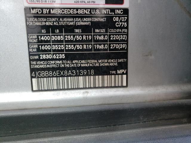 4JGBB86EX8A313918 - 2008 MERCEDES-BENZ ML 350 SILVER photo 13