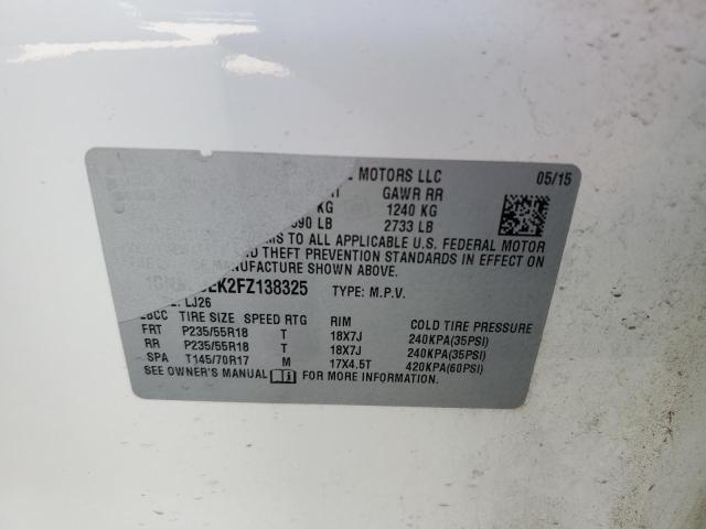 1GNALDEK2FZ138325 - 2015 CHEVROLET EQUINOX LTZ WHITE photo 13