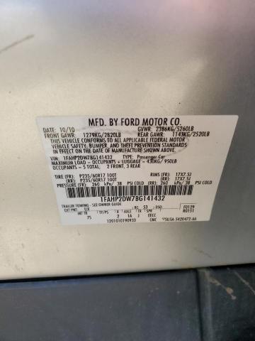 1FAHP2DW7BG141432 - 2011 FORD TAURUS SE SILVER photo 12